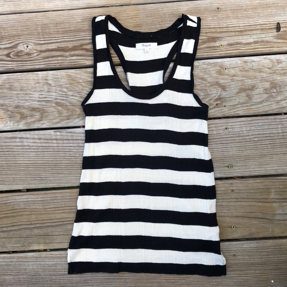 Black and White Striped Madewell Tank Top